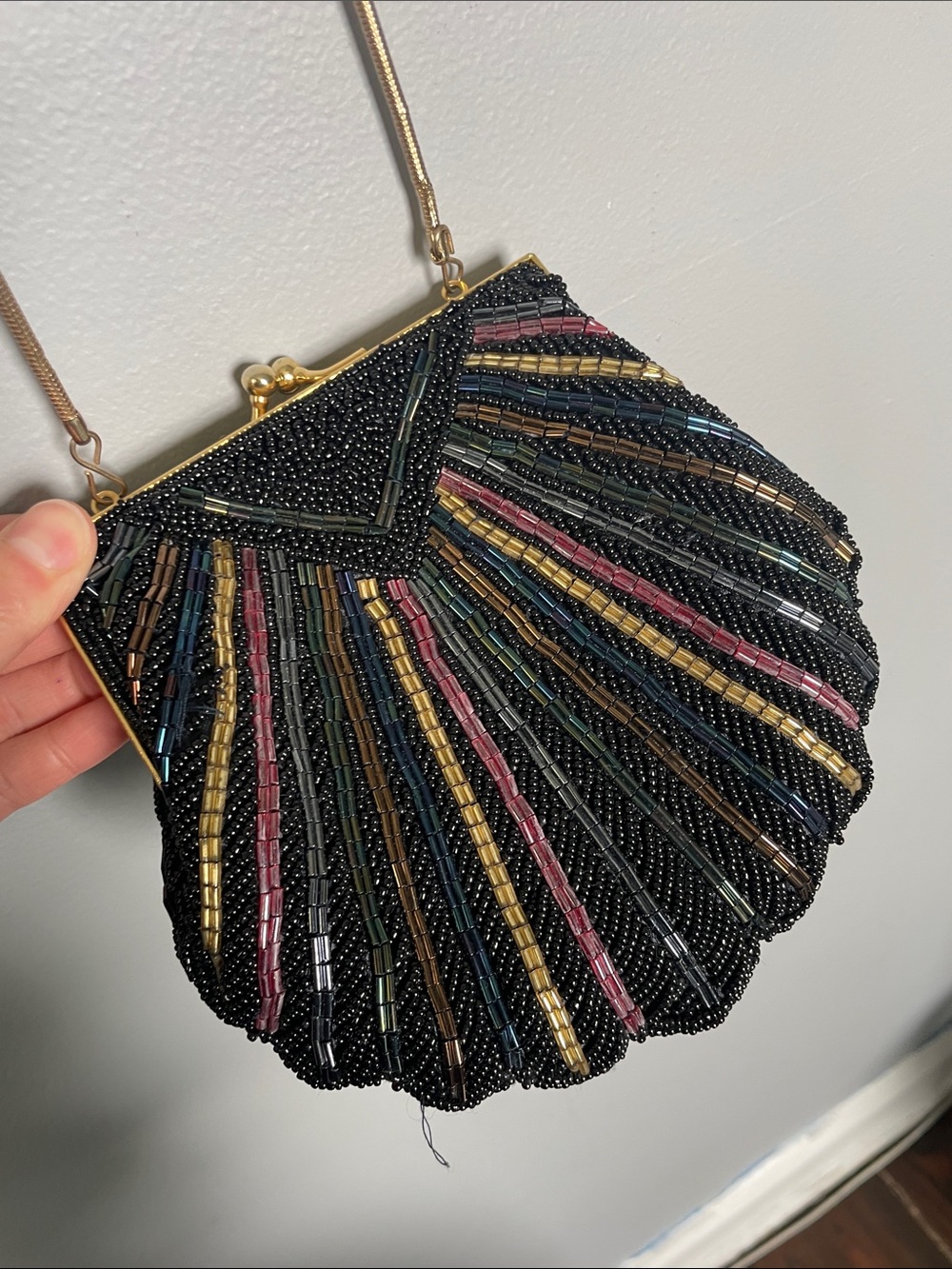 Vintage Carla Marchi Beaded Snap Close Clamshell crossbody Gatsby jazz evening - Picture 6 of 9